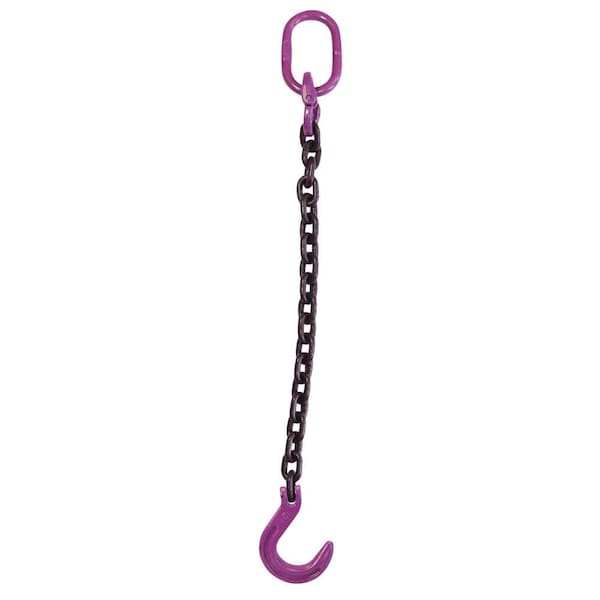 1/2" x 10' - Single Leg Chain Sling w/ Foundry Hook - Grade 100